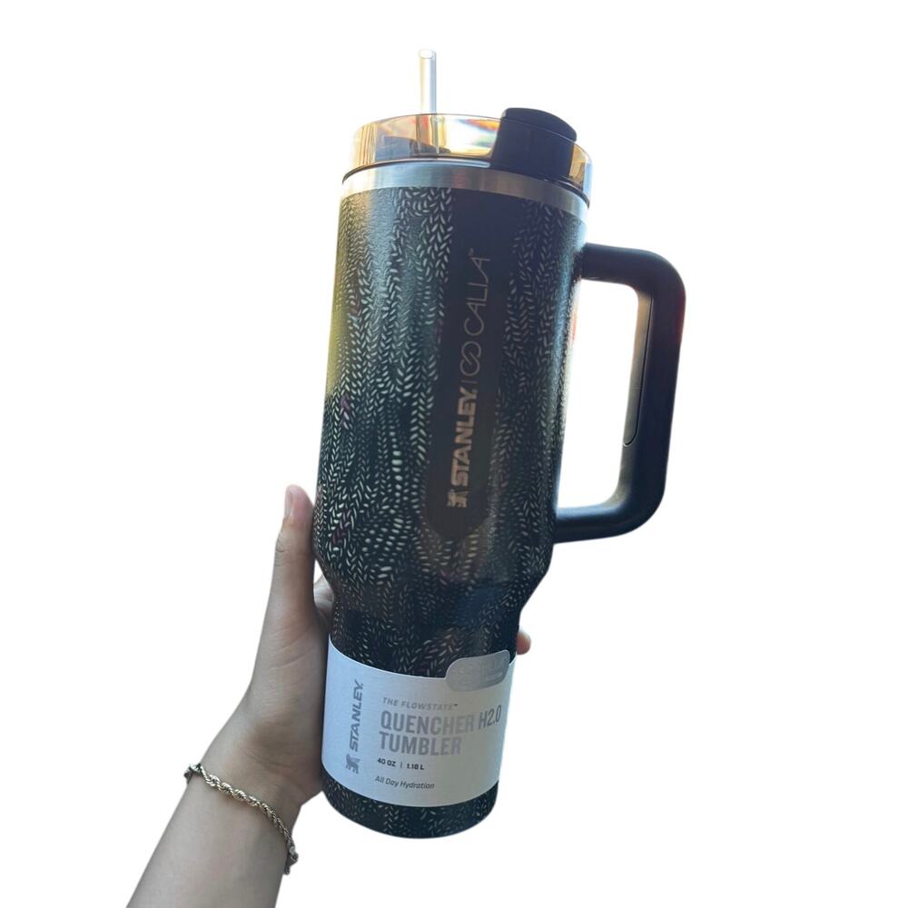 Stanley x Cala 40 oz FlowState Quencher H2.0 Tumbler Black Pattern NWT #3